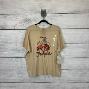 Wrangler Retro Plus Size Tan Western Rodeo Short Sleeve Graphic Tee Size XXL